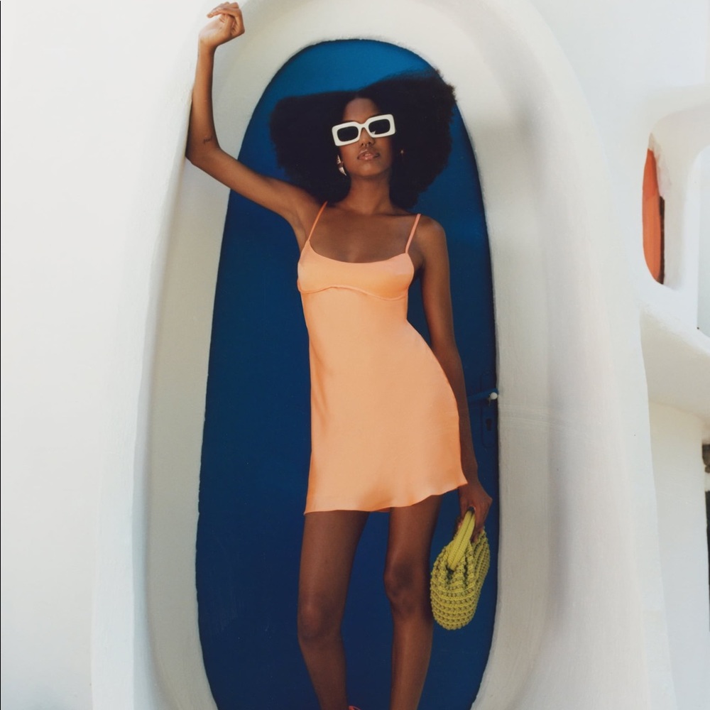 Zara Orange Mini Slip Dress